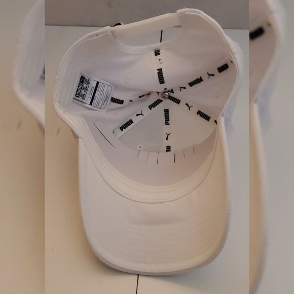 PUMA MONO CUBIC TRUCKER CAP MEN'S ADJUSTABLE EMBOSSED 3D LOGO OS WHITE - Picture 6 of 9